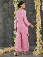 Load image into Gallery viewer, Pink Bandhani Modal Satin Short Kurta-Pant (Set Of 2)
