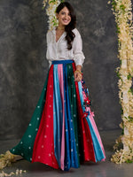 Load image into Gallery viewer, White Shirt with bandhani Modal Satin Skirt
