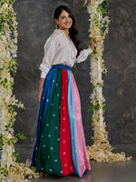 Load image into Gallery viewer, White Shirt with bandhani Modal Satin Skirt
