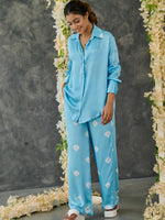 Load image into Gallery viewer, Blue Bandhani Modal Satin Co-Ord Set
