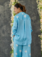 Load image into Gallery viewer, Blue Bandhani Modal Satin Co-Ord Set
