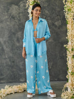 Load image into Gallery viewer, Blue Bandhani Modal Satin Co-Ord Set
