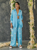 Load image into Gallery viewer, Blue Bandhani Modal Satin Co-Ord Set
