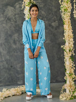 Load image into Gallery viewer, Blue Bandhani Modal Satin Co-Ord Set
