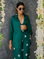 Load image into Gallery viewer, Green Bandhani Modal Satin Co-Ord Set
