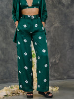 Load image into Gallery viewer, Green Bandhani Modal Satin Co-Ord Set
