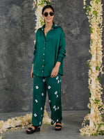 Load image into Gallery viewer, Green Bandhani Modal Satin Co-Ord Set
