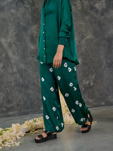 Green Bandhani Modal Satin Co-Ord Set