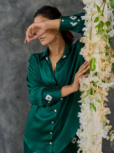 Green Bandhani Modal Satin Co-Ord Set