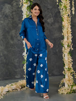 Load image into Gallery viewer, Indigo Bandhani Modal Satin Co-Ord Set
