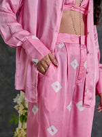 Load image into Gallery viewer, Pink Bandhani Modal Satin Co-Ord Set
