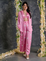 Load image into Gallery viewer, Pink Bandhani Modal Satin Co-Ord Set
