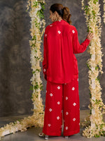 Load image into Gallery viewer, Red Bandhani Modal Satin Co-Ord Set
