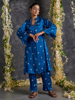 Load image into Gallery viewer, Indigo Bandhani Modal Satin Kurta-Pant (Set Of 2)
