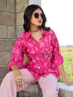 Load image into Gallery viewer, Pink Floral Dabu Printed Loose Fit Shirt &amp; Cargo Pant
