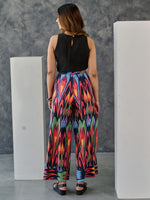 Load image into Gallery viewer, Ikat Print Black Blazer -Flared Pant set with Tank Top
