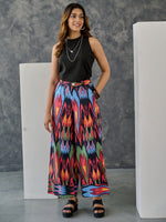 Load image into Gallery viewer, Ikat Print Black Blazer -Flared Pant set with Tank Top
