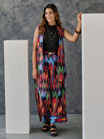 Load image into Gallery viewer, Ikat Print Black Blazer -Flared Pant set with Tank Top
