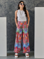 Load image into Gallery viewer, Ikat Print Grey Blazer -Flared Pant set with Tank Top
