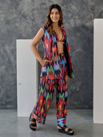 Load image into Gallery viewer, Ikat Print Black Blazer -Flared Pant set
