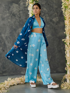 Indigo & Blue Bandhani Modal Satin Two-Piece Set