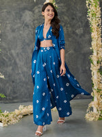 Load image into Gallery viewer, Indigo Bandhani Modal Satin Two-Piece Set
