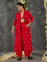 Load image into Gallery viewer, Red Bandhani Modal Satin Two-Piece Set
