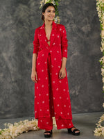 Load image into Gallery viewer, Red Bandhani Modal Satin Two-Piece Set
