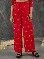 Load image into Gallery viewer, Red Bandhani Modal Satin Two-Piece Set
