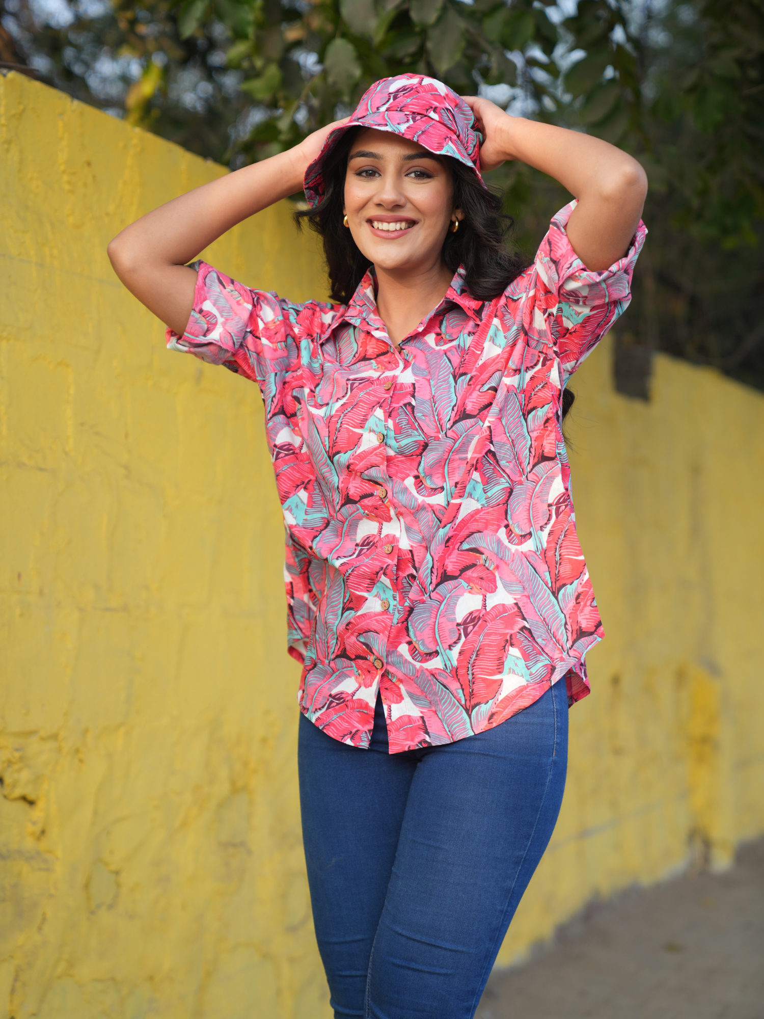 Palm Pink Cotton Shirt