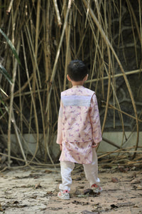 Peach animal print bandi,  kurta and pants set