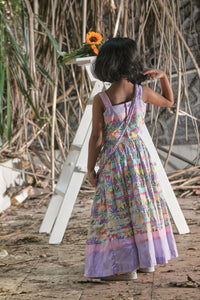 Tropical print lehenga, strappy blouse, potli bag set