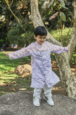 Load image into Gallery viewer, Pink and Lavender Animal Print Long kurta and pants set
