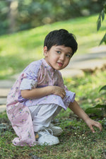 Load image into Gallery viewer, Pink and Lavender Animal Print Long kurta and pants set
