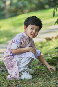 Pink and Lavender Animal Print Long kurta and pants set