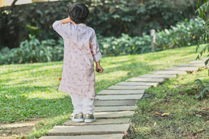 Pink and Lavender Animal Print Long kurta and pants set