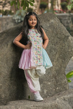 Load image into Gallery viewer, Tropical print A-line kurta with frills and salwar set
