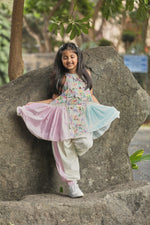 Load image into Gallery viewer, Tropical print A-line kurta with frills and salwar set
