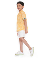 Load image into Gallery viewer, Buttercup Floral Printed Cotton Shirt with Cuban Collar, Yellow
