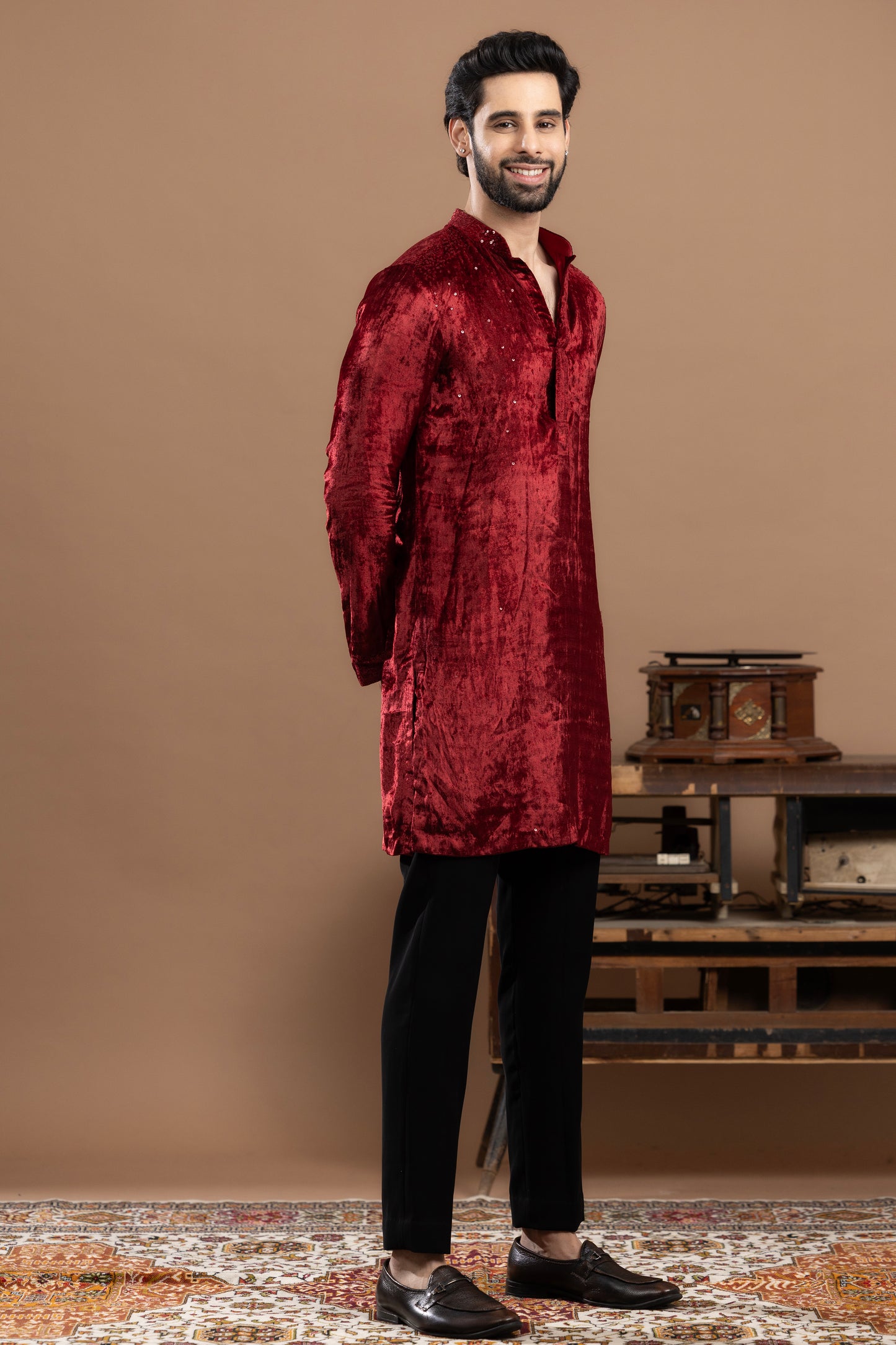 Rivaaj - Sequined Kurta and pant - Maroon