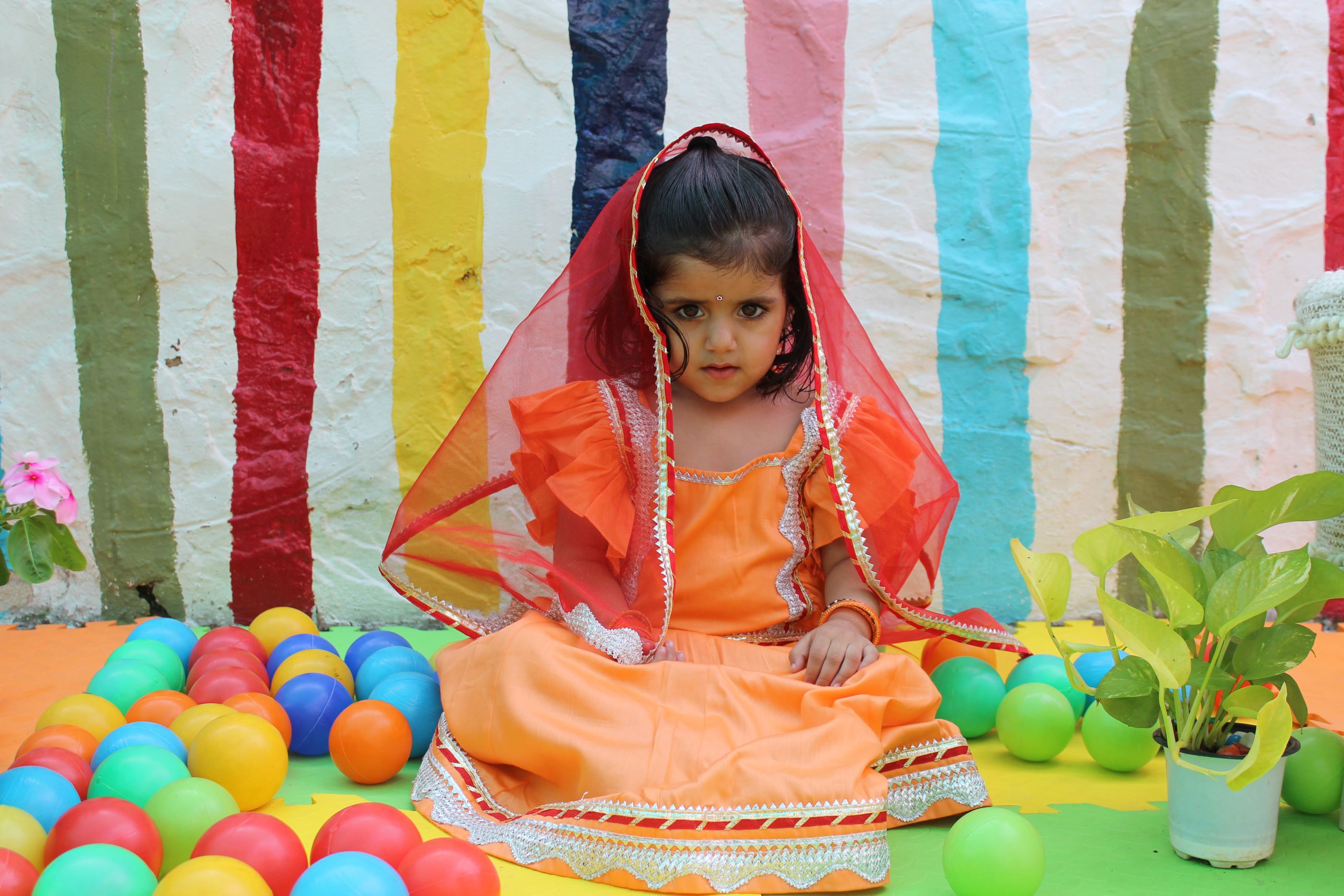 Orange and red lehenga