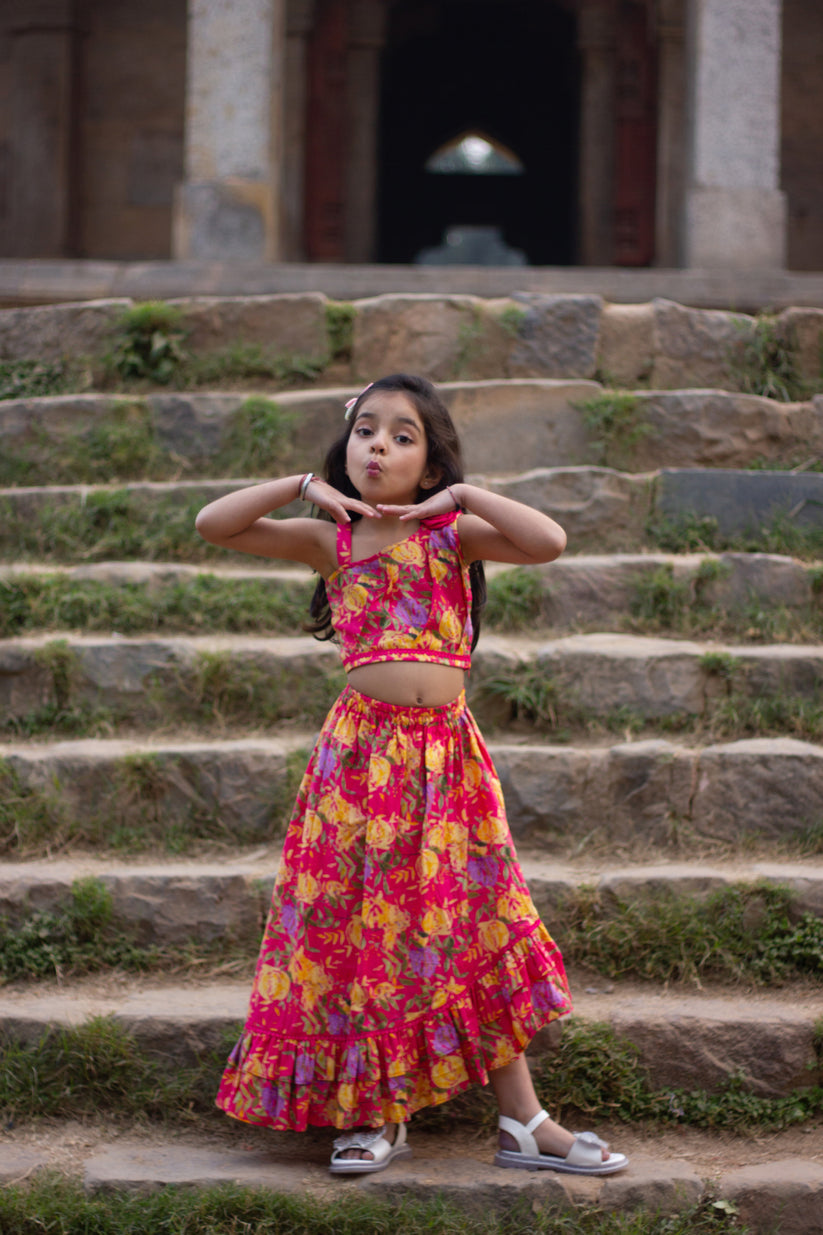 Bougainvillea - floral lehenga set