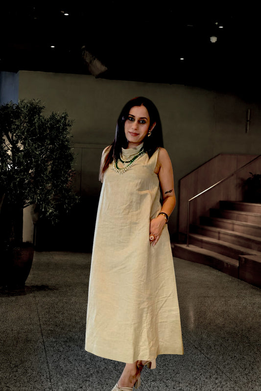High-neck A-line Dress
