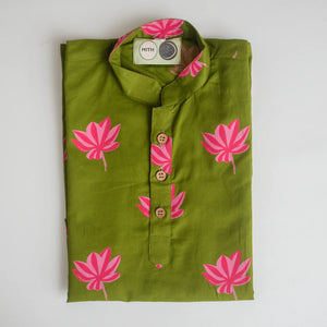 Lotus Blooms Ethnic Kurta Payjama for Boys - Green