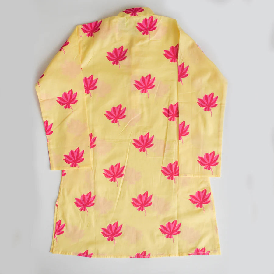 Lotus Blooms Ethnic Kurta Payjama for Boys - Yellow