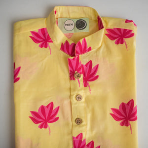 Lotus Blooms Ethnic Kurta Payjama for Boys - Yellow