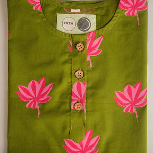 Lotus Blooms Ethnic Kurta Payjama for girls - Green