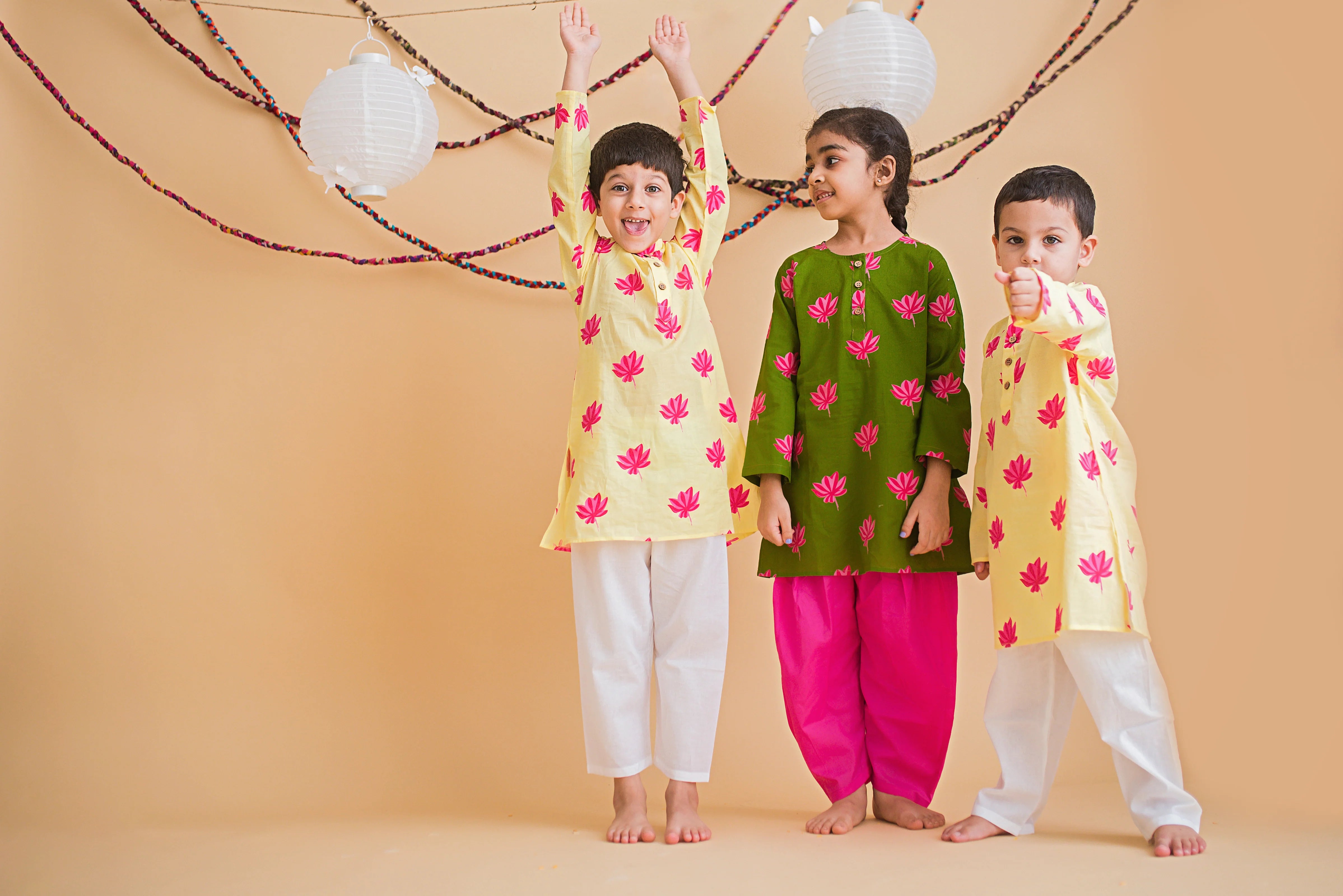 Lotus Blooms Ethnic Kurta Payjama for girls - Green