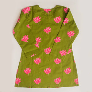 Lotus Blooms Ethnic Kurta Payjama for girls - Green