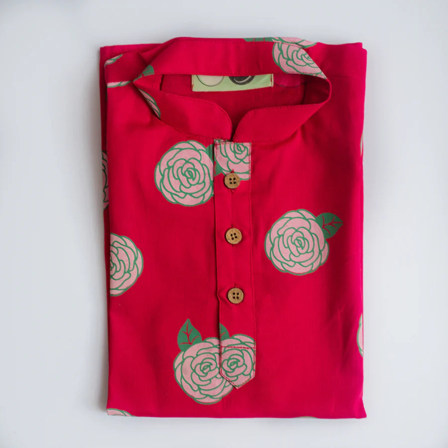 Blooming Red Kurta Payjama for Boys